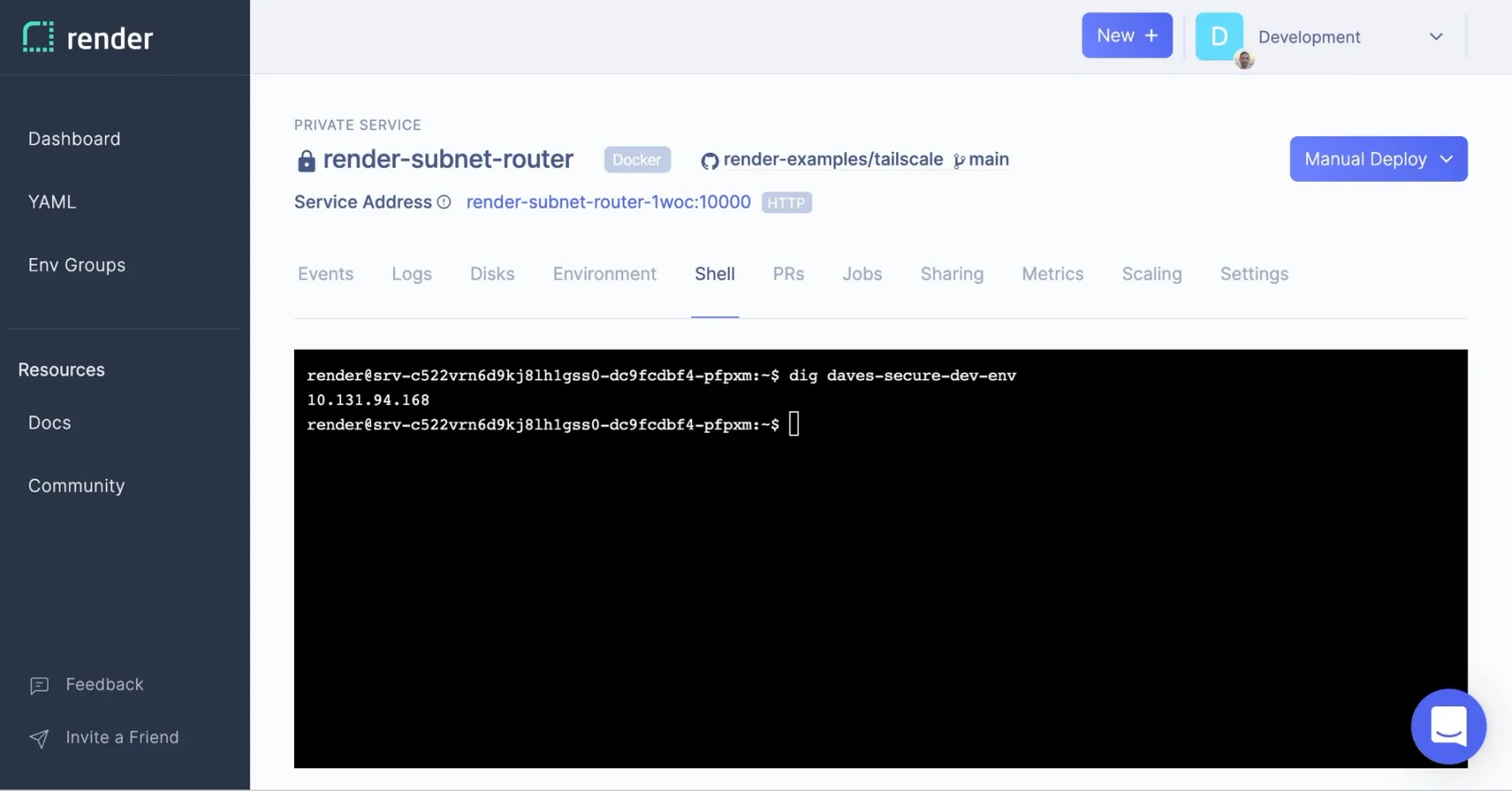 Retrieving the internal IP address