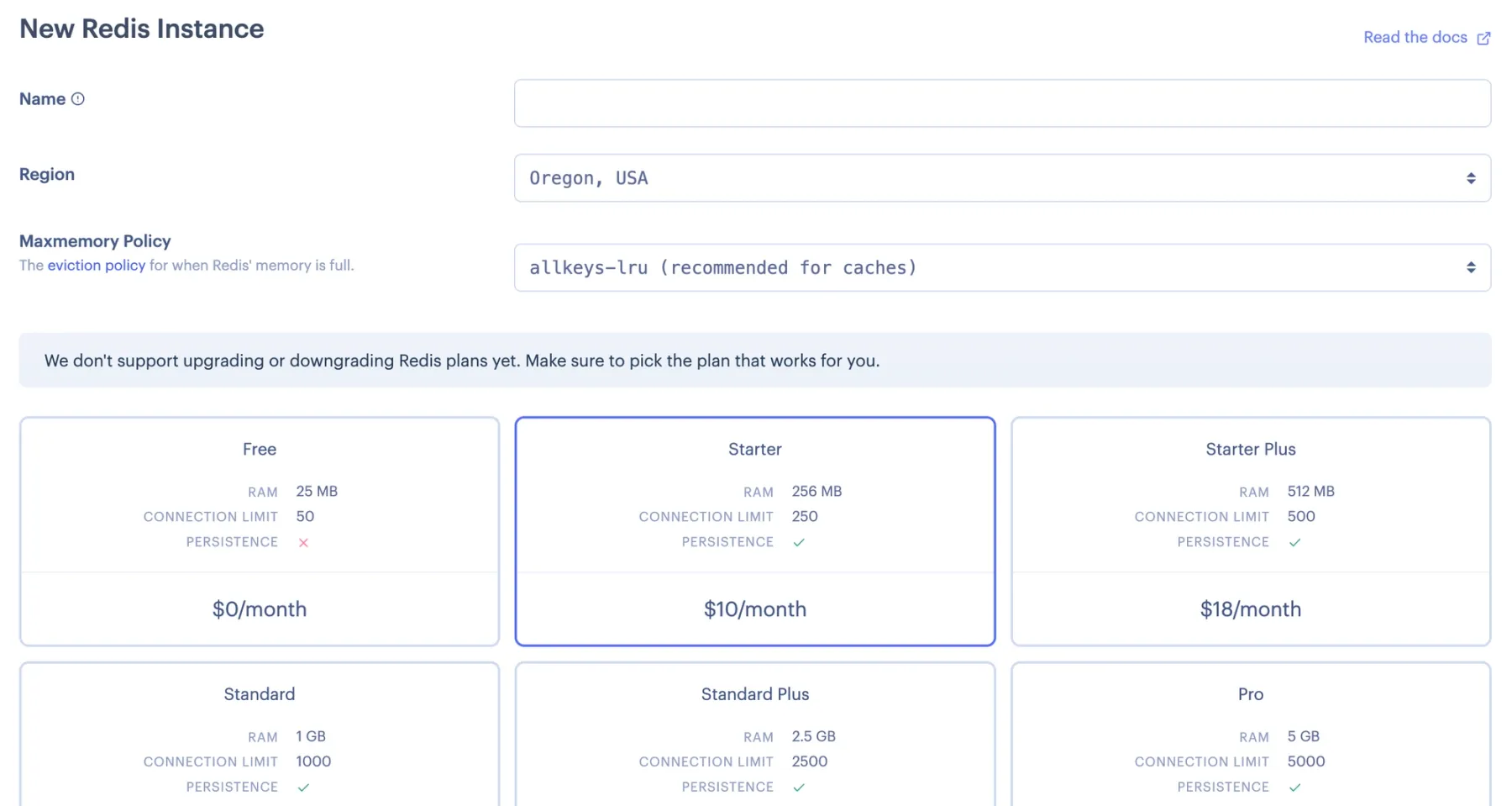Creating a new Render Redis instance