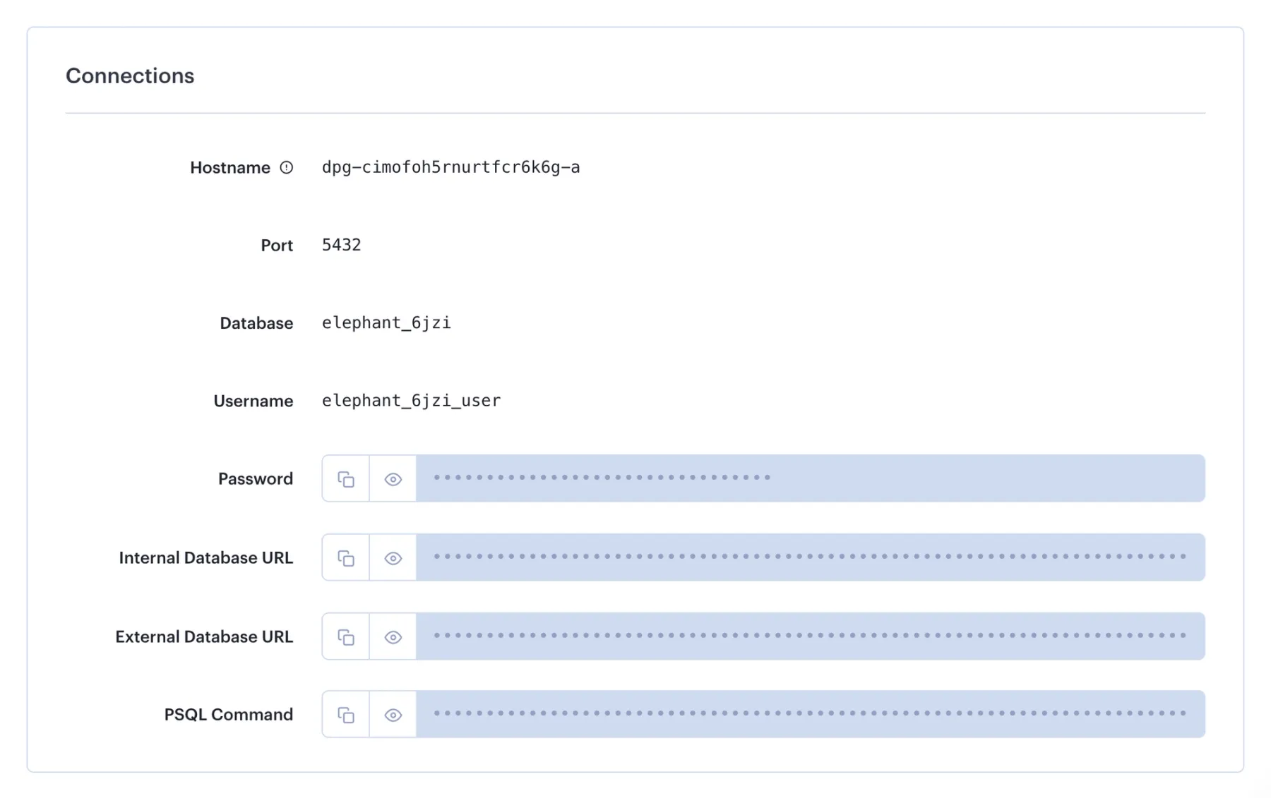 Postgres connection info