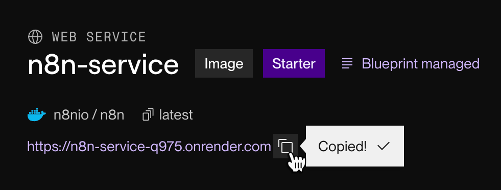 The web service URL in the Render Dashboard