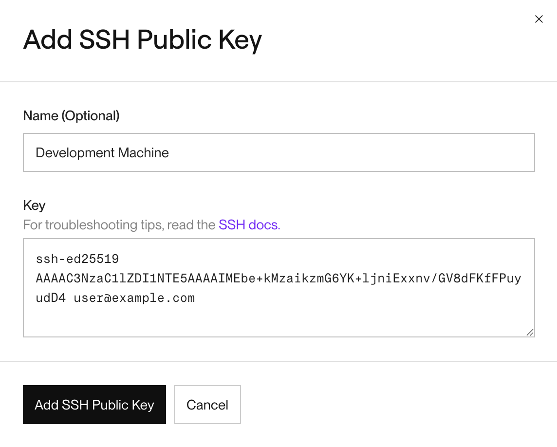 Adding an SSH public key to your Render account