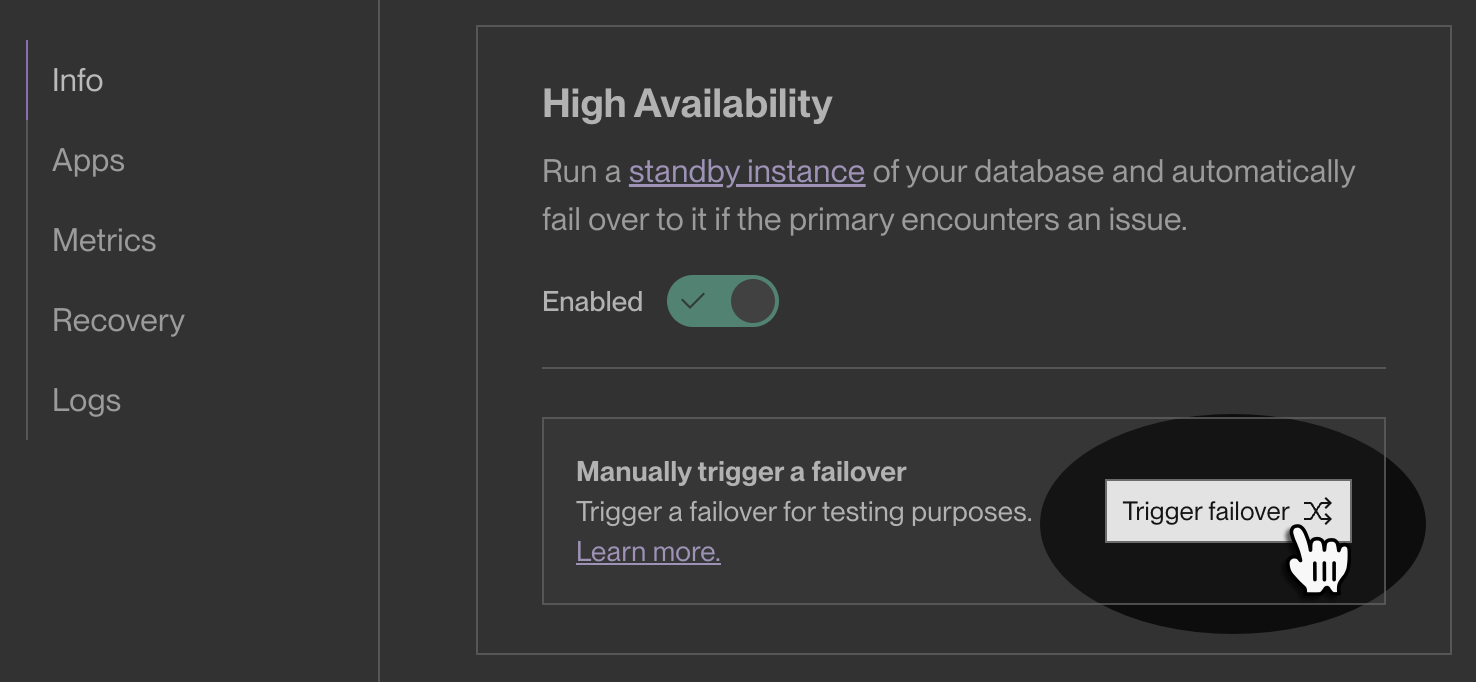 Triggering a manual failover